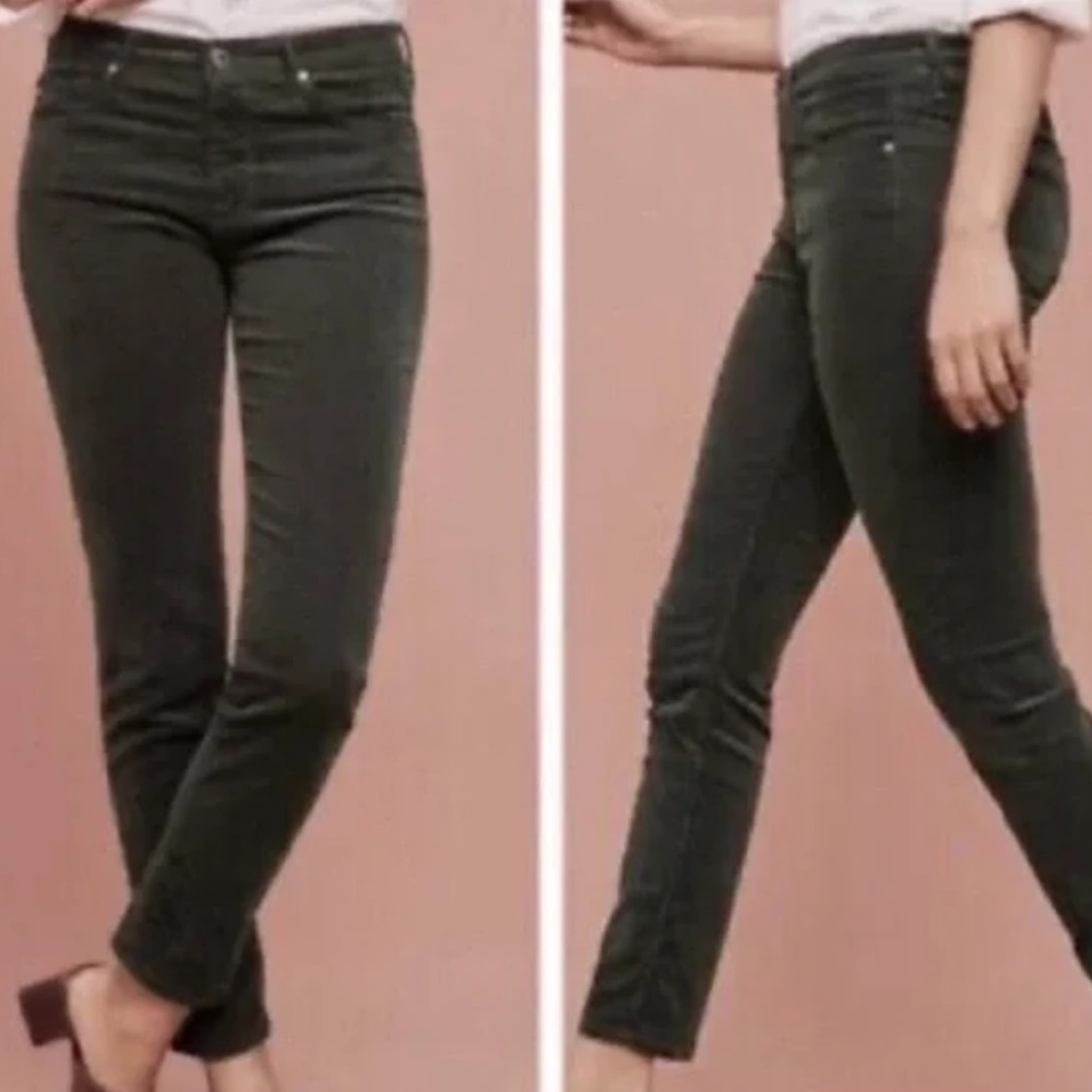 Sz26 AG Adriano Goldschmied The Stevie Slim Straight Grey Corduroy Denim EUC